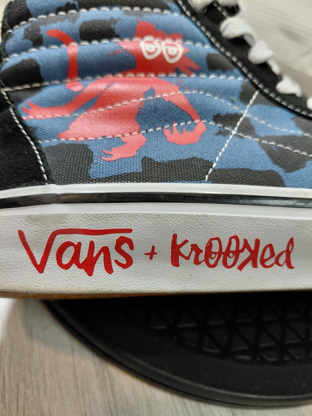 Vans X Mens Krooked Skate SK8-HI Black & Blue High-Top Sneakers SIZE MENS 10 - Picture 4 of 15